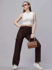 Zuya Straight Fit Denim Cargo Jeans - 6 Pockets / Rugged Utility Meets Everyday Style / Brown - MY4008 BROWN