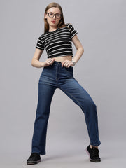 Zuya Whisker Straight Fit Denim Jeans - 5 Pockets / Classic Comfort & Style / Dark Blue - MY3058 W DX