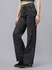 Zuya Wide Leg Denim Jeans - Effortless Edge - Charcoal - MY2059 CHARCOAL C
