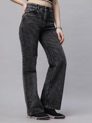 Zuya Wide Leg Denim Jeans - Effortless Edge - Charcoal - MY2059 CHARCOAL C