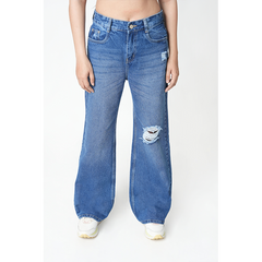 Zuya Whisker Torn Denim Jeans - Casual Rebel Look - Stone Blue - MY2003-STONE-TORN-SP