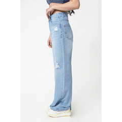 Zuya Whisker Torn Denim Jeans - Casual Rebel Look - Ice Blue - MY2003-ICE-TORN-SP