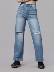 Zuya Whisker Straight Fit Tone Denim Jeans - 5 Pockets / Classic Comfort & Style / Ice Blue - MY3058 WT ICE