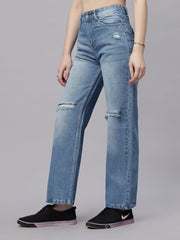 Zuya Whisker Straight Fit Tone Denim Jeans - 5 Pockets / Classic Comfort & Style / Ice Blue - MY3058 WT ICE
