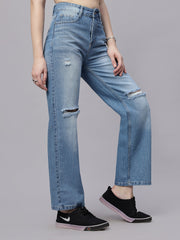 Zuya Whisker Straight Fit Tone Denim Jeans - 5 Pockets / Classic Comfort & Style / Ice Blue - MY3058 WT ICE