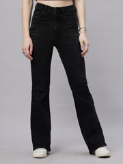 Zuya Black Whisker Super Wide Leg Denim Jeans – Sophisticated Street Style MY4021 BLACK A