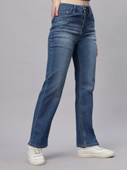 Zuya Whisker Straight Fit Denim Jeans - 5 Pockets / Classic Comfort & Style / Stone Blue - MY3058 W STONE