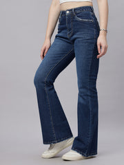 Zuya Dark Blue Bootcut Whisker Denim Jeans – Premium Tailored Elegance MY4021 DX A