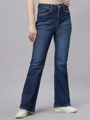 Zuya Dark Blue Bootcut Whisker Denim Jeans – Premium Tailored Elegance MY4021 DX A