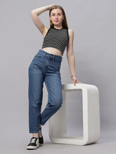 Zuya Whisker Mom Fit Denim Jeans - Effortless Vintage Cool - Stone Blue White Wash- MY3060 STONE W