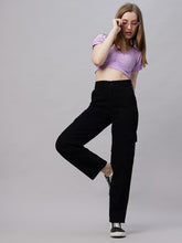 Zuya Straight Fit Denim Cargo Jeans - 6 Pockets / Rugged Utility Meets Everyday Style / Black - MY4008 BLACK