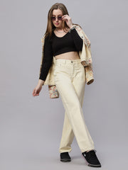 Zuya Straight Fit Denim Jeans - Timeless Sophistication - Cream - MY3059 CREAM