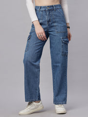 Zuya Straight Fit Denim Cargo Jeans - 6 Pockets / Rugged Utility Meets Everyday Style / Stone Blue - MY4008 STONE