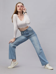 Zuya Whisker Straight Fit Denim Jeans - 5 Pockets / Classic Comfort & Style / Stone Light Blue - MY3058 STONE W