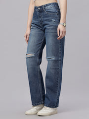 Zuya Whisker Straight Fit Tone Denim Jeans - 5 Pockets / Classic Comfort & Style / Stone Blue - MY3058 STONE WT