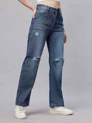 Zuya Whisker Straight Fit Tone Denim Jeans - 5 Pockets / Classic Comfort & Style / Stone Blue - MY3058 STONE WT