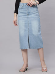 ZUYA Whisker Denim Skirt – Modern Wardrobe Essential / 5-pockets / Ice Blue - MY2060 ICE W2