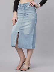 ZUYA Whisker Denim Skirt – Modern Wardrobe Essential / 5-pockets / Ice Blue - MY2060 ICE W2