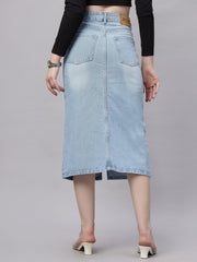 ZUYA Whisker Denim Skirt – Modern Wardrobe Essential / 5-pockets / Ice Blue - MY2060 ICE W2
