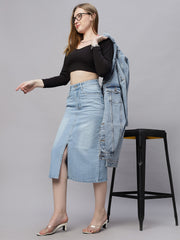 ZUYA Whisker Denim Skirt – Modern Wardrobe Essential / 5-pockets / Ice Blue - MY2060 ICE W2