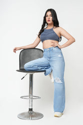 Zuya Whisker Torn Denim Jeans - Casual Rebel Look - Ice Blue - MY2003-ICE-TORN-SP