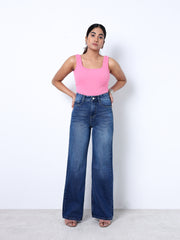 Zuya Super Wide Leg Denim Jeans - Effortless Edge - Dark Blue - MY2001-DX-W-A