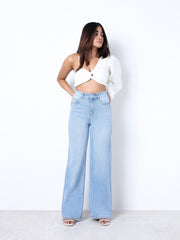 Zuya Super Wide Leg Denim Jeans - Effortless Edge - Light Blue - MY2001-ICE-W-SPRAY-A