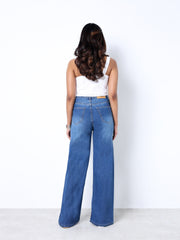 Zuya Wide Leg Stretch Denim Jeans - 5 Pockets / Effortless Edge & Elevated Comfort / White Stone Blue - MY2058-STONE-W-A