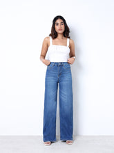 Zuya Wide Leg Stretch Denim Jeans - 5 Pockets / Effortless Edge & Elevated Comfort / White Stone Blue - MY2058-STONE-W-A