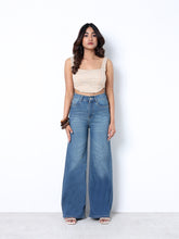 Zuya Wide Leg Stretch Denim Jeans - 5 Pockets / Effortless Edge & Elevated Comfort / White Stone Blue - MY2058-STONE-W-TINT-A
