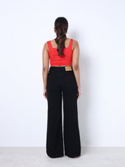 Zuya Wide Leg Plain Denim Jeans - Unadorned Elegance - Black - MY2059-BLACK-PLAIN-A