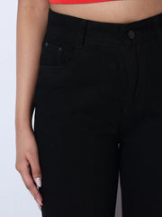Zuya Wide Leg Plain Denim Jeans - Unadorned Elegance - Black - MY2059-BLACK-PLAIN-A