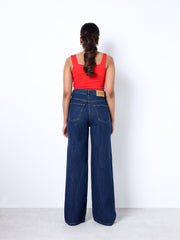 Zuya Wide Leg Plain Denim Jeans - Unadorned Elegance - Dark Blue - MY2059-DX-PLAIN-A