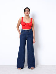 Zuya Wide Leg Plain Denim Jeans - Unadorned Elegance - Dark Blue - MY2059-DX-PLAIN-A
