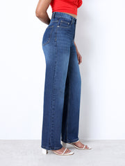 Zuya Whisker Straight Fit Spray Denim Jeans - 5 Pockets / Classic Comfort & Style / Dark Blue - MY3058-DX-W-SPRAY-A