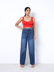 Zuya Whisker Straight Fit Spray Denim Jeans - 5 Pockets / Classic Comfort & Style / Dark Blue - MY3058-DX-W-SPRAY-A