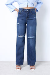 Zuya Whisker Straight Fit Tone Denim Jeans - 5 Pockets / Classic Comfort & Style / Dark Blue - MY3058-DX-W-TONE-A
