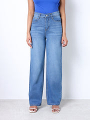 Zuya Whisker Straight Fit Spray Denim Jeans - 5 Pockets / Classic Comfort & Style / Stone Blue - MY3058-STONE-W-SPRAY-A