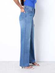 Zuya Whisker Straight Fit Spray Denim Jeans - 5 Pockets / Classic Comfort & Style / Stone Blue - MY3058-STONE-W-SPRAY-A