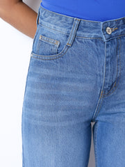 Zuya Whisker Straight Fit Spray Denim Jeans - 5 Pockets / Classic Comfort & Style / Stone Blue - MY3058-STONE-W-SPRAY-A