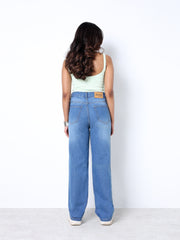 Zuya Whisker Straight Fit Tone Denim Jeans - 5 Pockets / Classic Comfort & Style / Stone Light Blue - MY3058-STONE-W-TONE-A