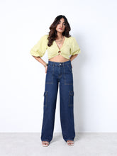 Zuya Straight Fit Plain Denim Cargo Jeans - 6 Pockets / Rugged Utility Meets Everyday Style / Dark Blue - MY4008-DX-CARGO-PLAIN-A