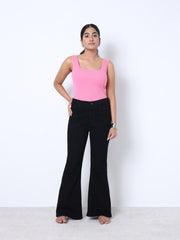 Zuya Bootcut Plain Denim Jeans - 5 Pockets / Flattering, Timeless Style / Black - MY4020-BLACK-PLAIN-A