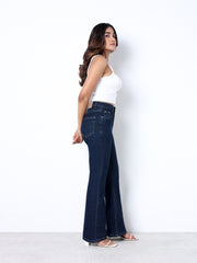 Zuya Bootcut Plain Denim Jeans - 5 Pockets / Flattering, Timeless Style / Dark Blue- MY4020-DX-PLAIN-A