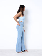 Zuya Bootcut Plain Denim Jeans - 5 Pockets / Flattering, Timeless Style / Ice Blue- MY4020-ICE-PLAIN-A