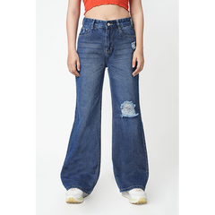 Zuya Whisker Torn Denim Jeans - Casual Rebel Look - Blue - MY2003-DX-TORN-SP