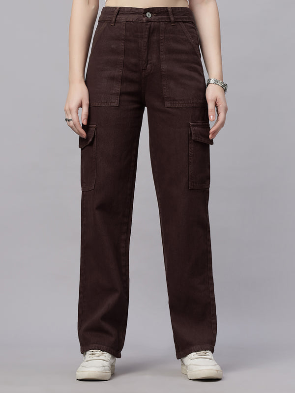 Zuya 6-Pocket Brown Cargo Jeans – Utility-Inspired Fashion MY4008 BROWN