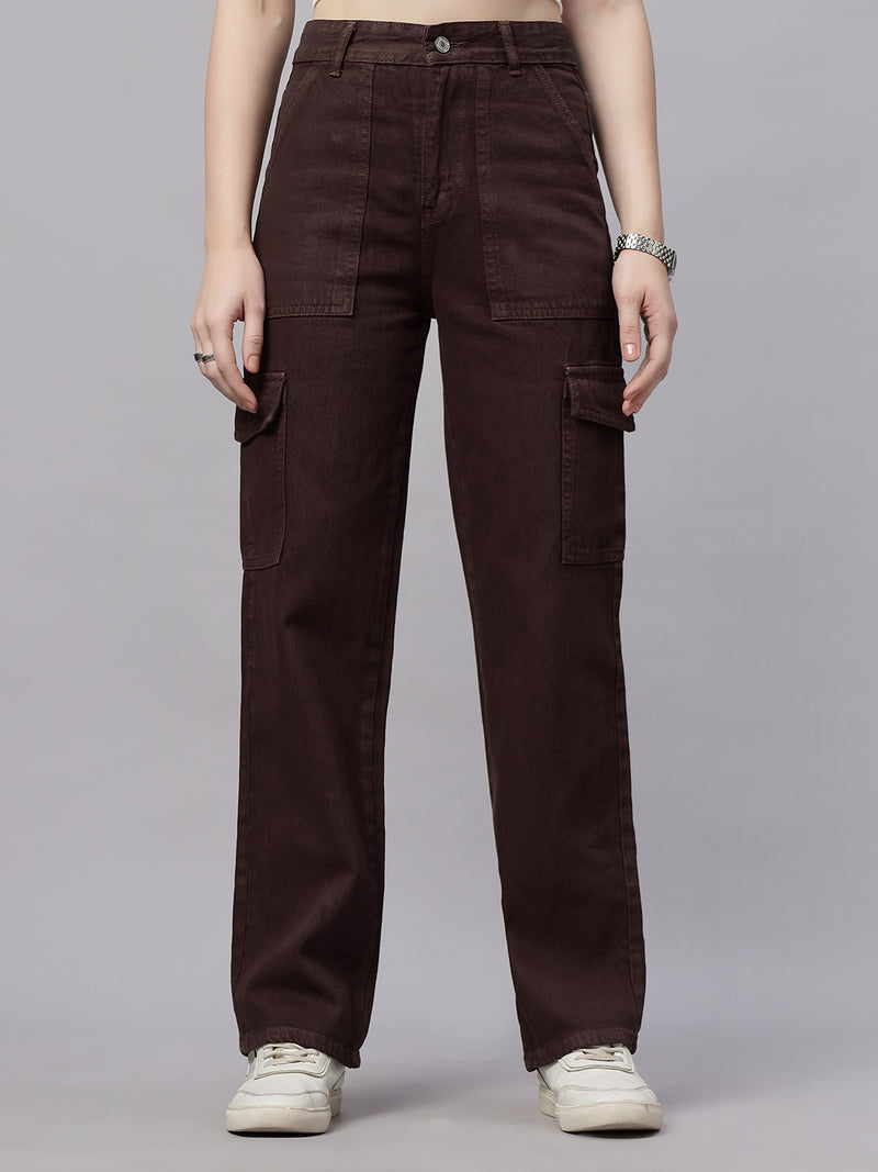 Zuya 6-Pocket Brown Cargo Jeans – Utility-Inspired Fashion MY4008 BROWN
