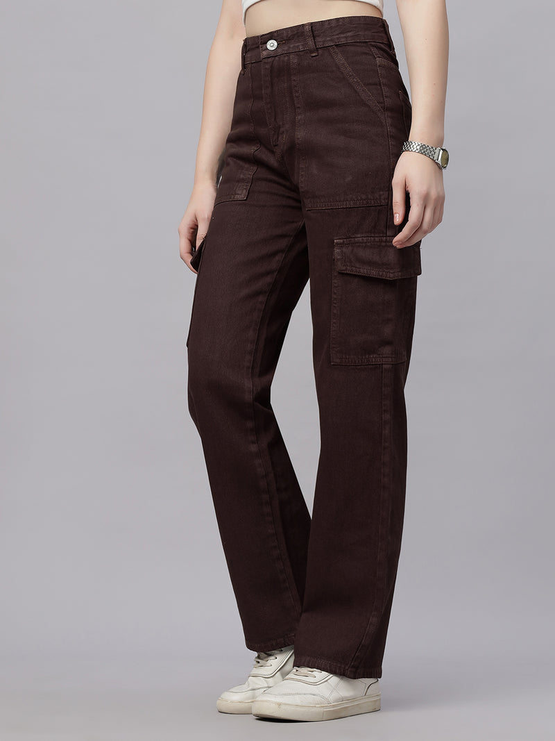 Zuya 6-Pocket Brown Cargo Jeans – Utility-Inspired Fashion MY4008 BROWN