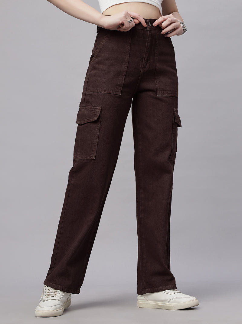 Zuya 6-Pocket Brown Cargo Jeans – Utility-Inspired Fashion MY4008 BROWN